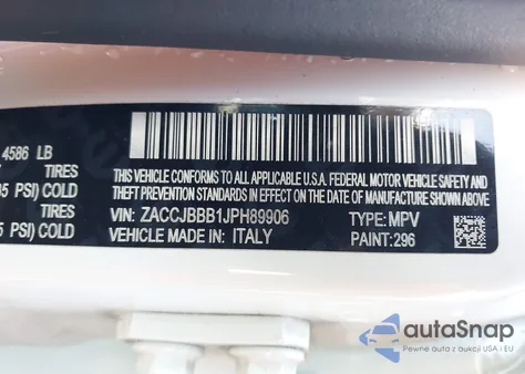 2018 Jeep Renegade Latitude 4X4 from USA, damaged, VIN ZACCJBBB1JPH89906